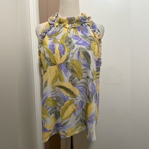 Entro Top Womens Medium Floral Halter Ruffle Blouse New